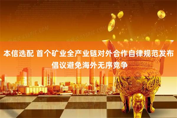 本信选配 首个矿业全产业链对外合作自律规范发布 倡议避免海外无序竞争